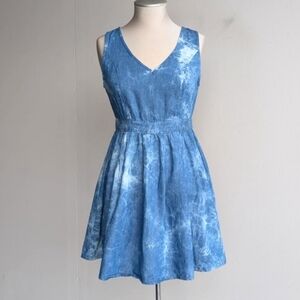 Tie Dye Sleeveless Denim Mini Dress